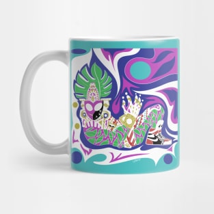 chak mool in sneakers balance shoes in ecopop mayan wallpaper Mug